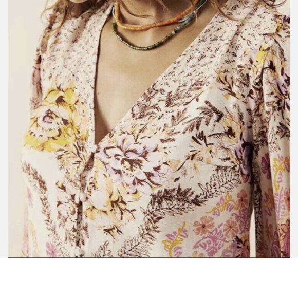 Free People Size XS Marais Printed Midi Asymmetrical Button Up Dress Size XS - Picture 9 of 14